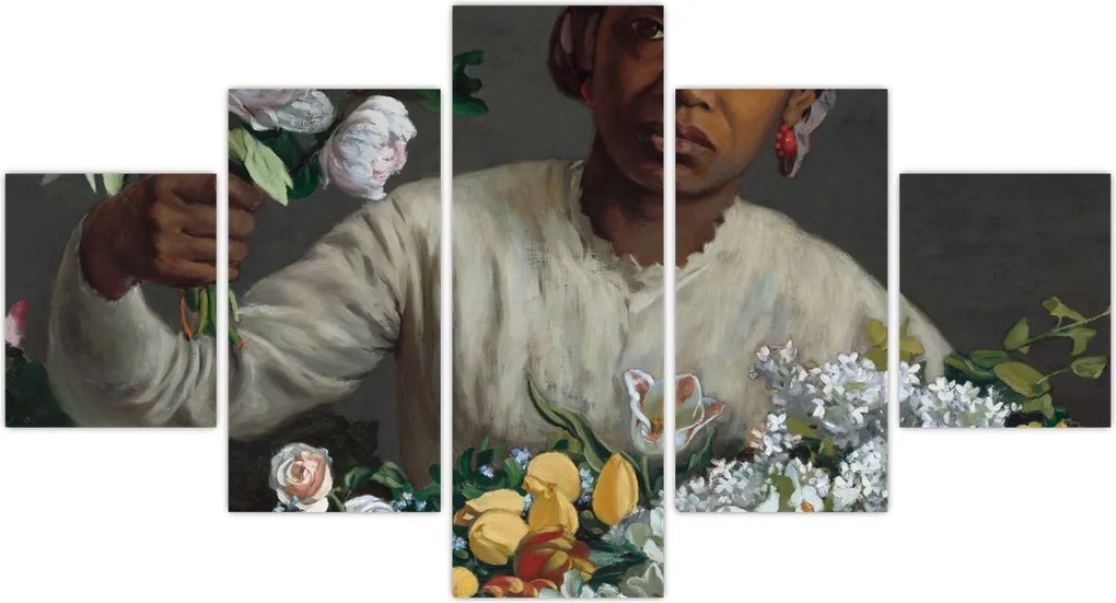 Obraz - Frédéric Bazille, Young Woman with Peonies, reprodukcje (125x70 cm)