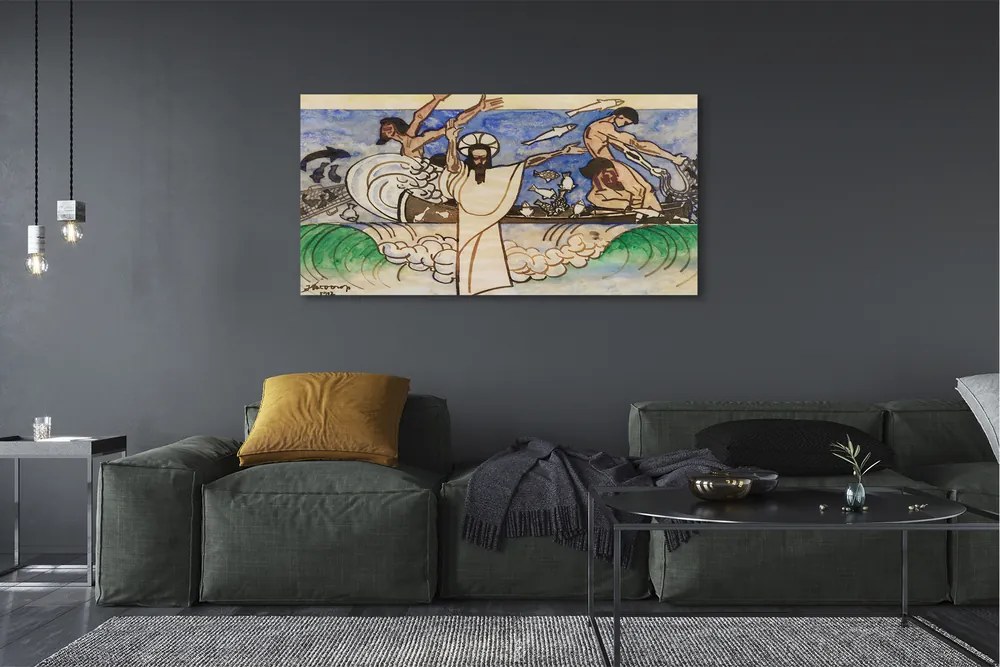 Zdjęcie na płótnie Szkic Jezus morze