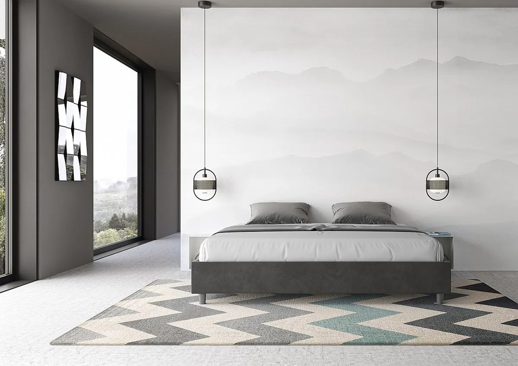 Łóżko bez stelaża tapicerowane 200x210 microfibra szary Azelia