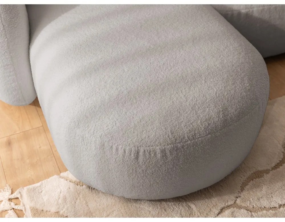 Szary narożnik z materiału bouclé (lewostronny/z szezlongiem) Orbit – Ropez