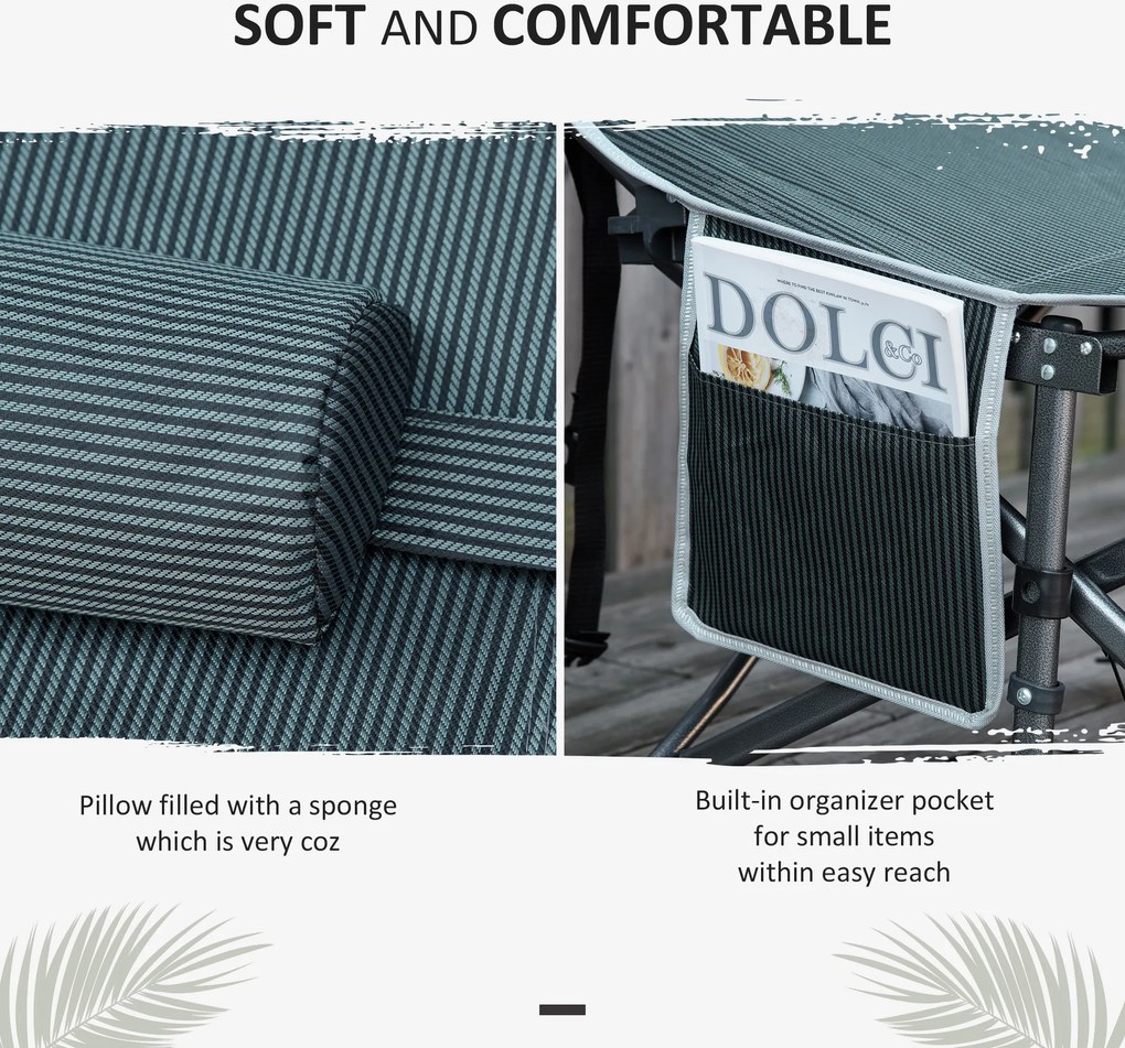 Outsunny Składane łóżko kempingowe z poduszką, 188 x 64,5 x 53 cm, Szary