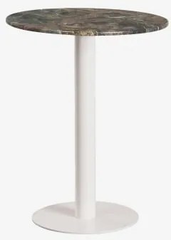 Okrągły Barowy Stół Z Naturalnego Kamienia Xiren Ø60 Cm & Zielony Marmur Forest & Lodowata Biel - Sklum