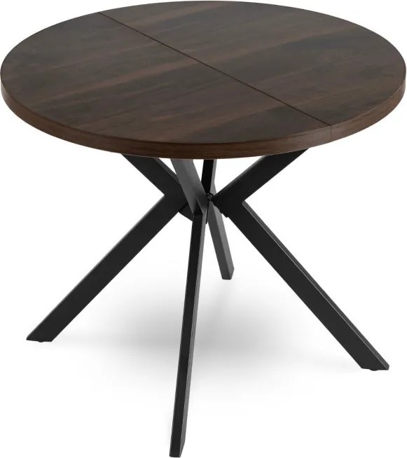 Stół Okrągły Rozkładany LUGO 90-190 cm Orzech/Czarny Loft