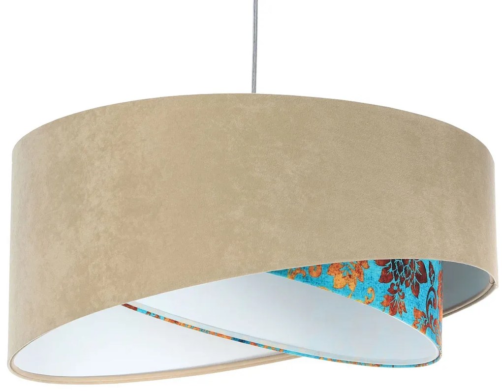 Beżowo-biała lampa wisząca z wzorem H8-T41