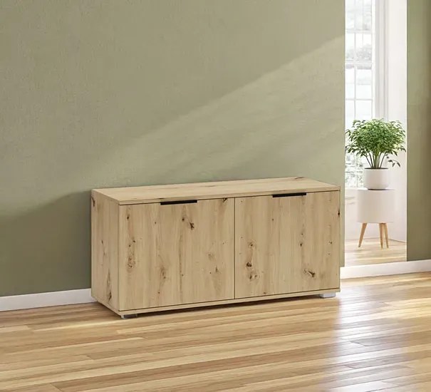 Szafka minimalistyczna na buty dąb artisan + biały T0-N11