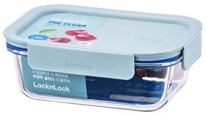 LOCKnLOCK Szklany pojemnik prostokątny CLEAR, 630ml, miętowy, 630 ml