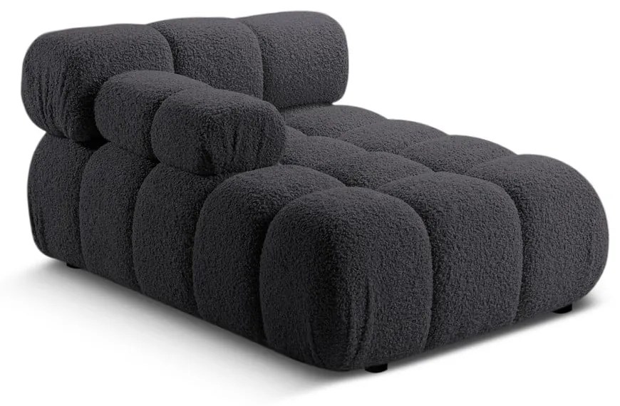 Antracytowy moduł sofy z materiału bouclé (lewostronny) Bellis – Micadoni Home