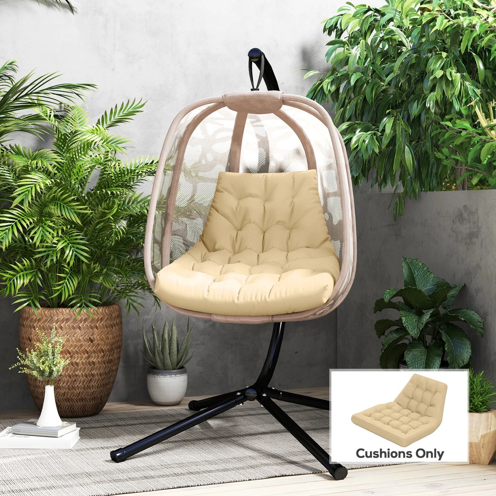 Outsunny Poduszka na Siedzenie, Zewnętrzna Poduszka do Kosza Wiszącego i Krzeseł Bujanych, Poduszka dla Mebli Ogrodowych, Beżowa