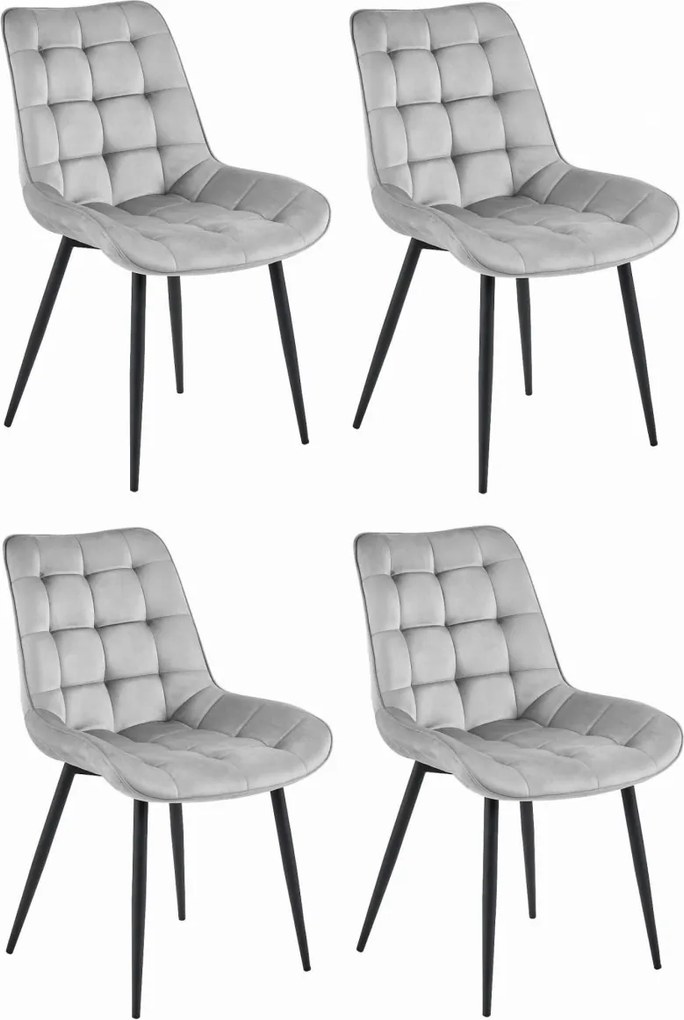 Krzesło welurowe BERA jasnoszare z czarnymi nogami