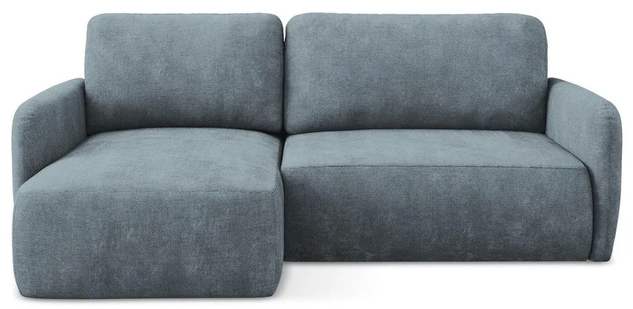 Szaroniebieski narożnik rozkładany z tkaniny szenilowej ze schowkiem (lewostronny/z szezlongiem) Lilo – Makamii