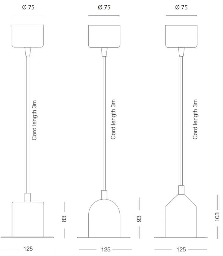 Zestaw 3 czarnych lamp wiszących EMKO Hat