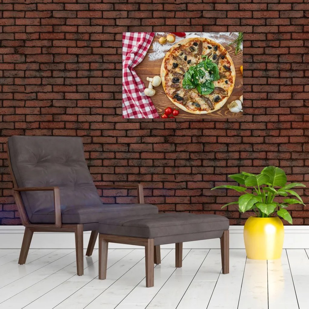 Obraz na szkle pizzy (70x50 cm)