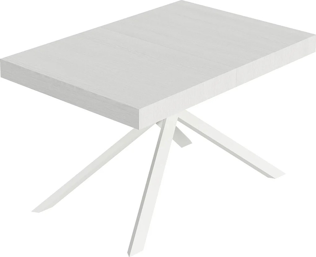 Stół rozkładany Niket 140/224x80cm biały jesion z białymi nogami