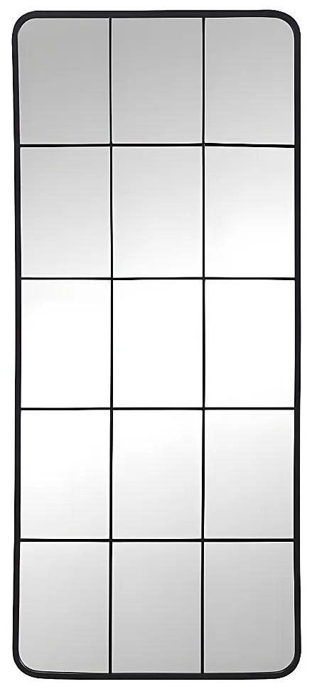 Lustro w kształcie okna, z metalu, w industrialnym stylu – 60 × 140 cm (szer. × wys.) – kolor czarny SCIARA
