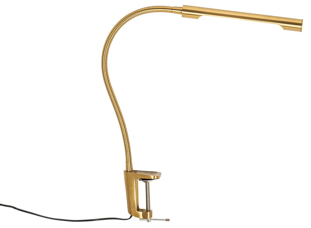 Lampa biurkowa zaciskowa mosiądz w tym LED ze ściemniaczem dotykowym - Lionard Nowoczesny Oswietlenie wewnetrzne