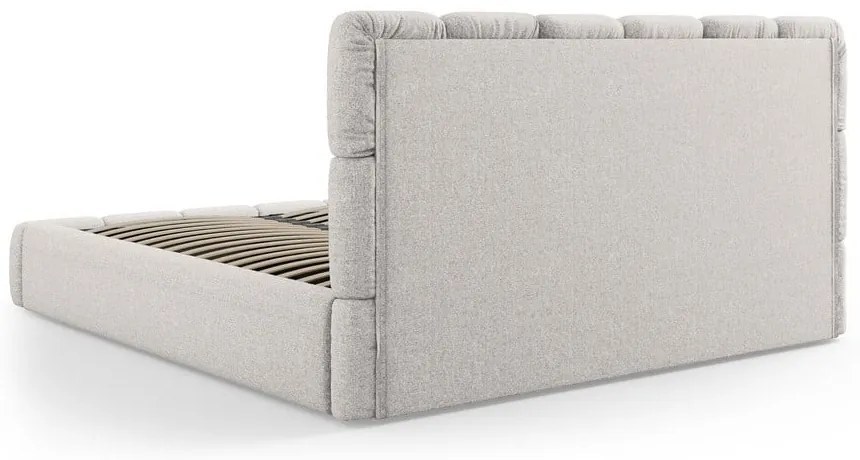 Jasnoszare tapicerowane łóżko dwuosobowe ze schowkiem i stelażem 140x200 cm Bellis – Micadoni Home