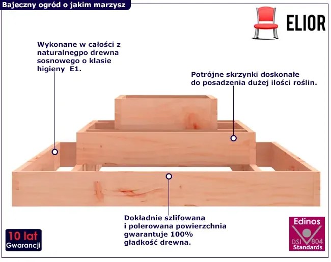 Kwadratowa donica ogrodowa z drewna daglezjowego - Edir