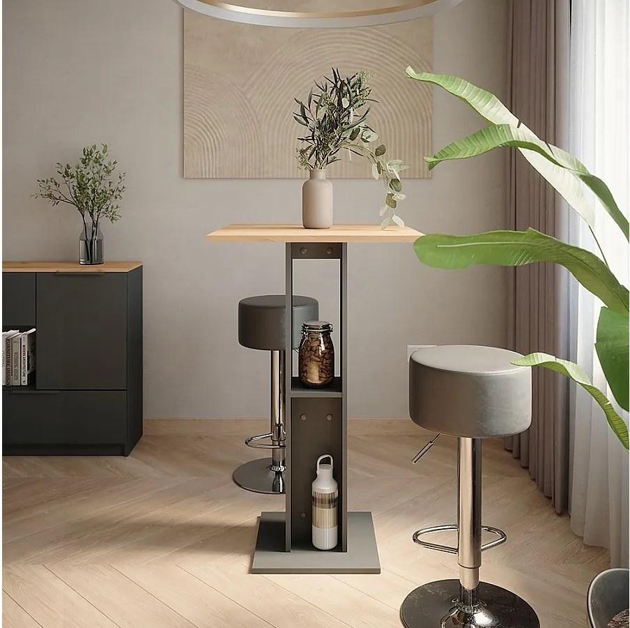 Zestaw stolików barowych złoty dąb power/antracyt 65x65x106 repose