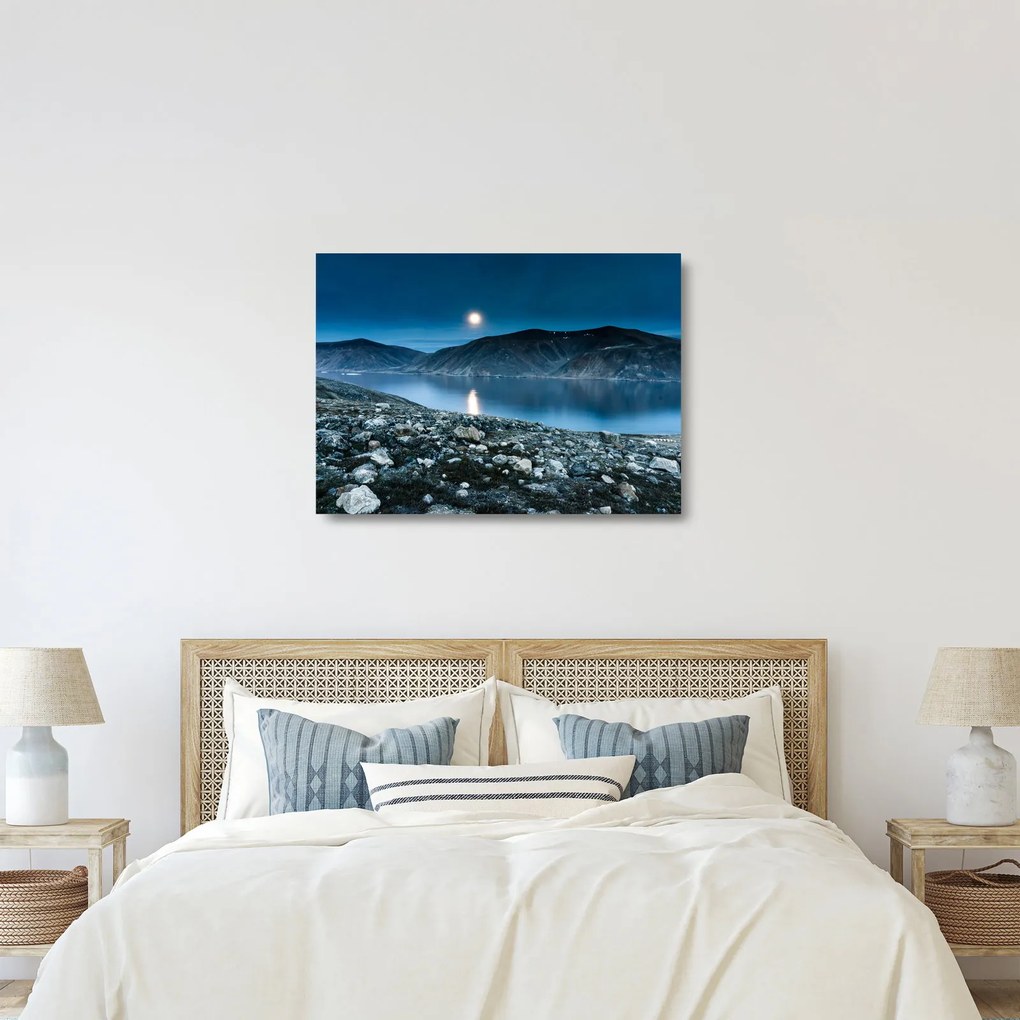 Obraz na szkle nocnego krajobrazu, Islandia (70x50 cm)