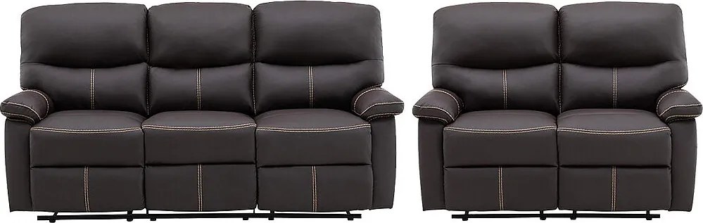 Kanapa 3+2-osobowa z funkcją relax z ekoskóry w kolorze brązowym CANBY