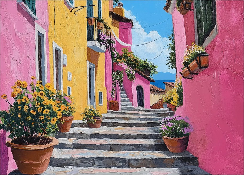 Obraz - Różowa uliczka (70x50 cm)