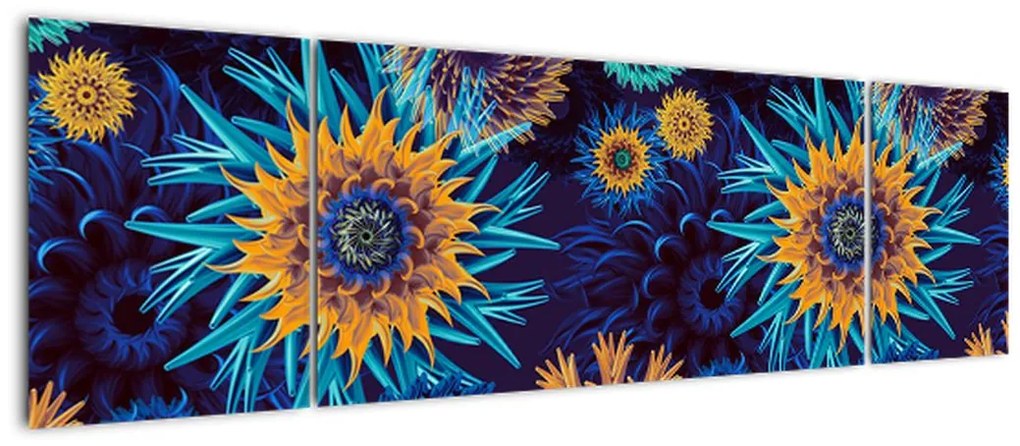 Obraz - kwiaty 3D (170x50 cm)
