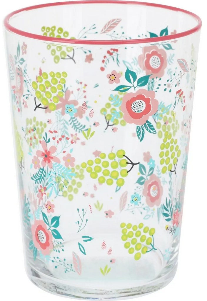 4-częściowy zestaw szklanek Flowers & Fruits510 ml, różowy