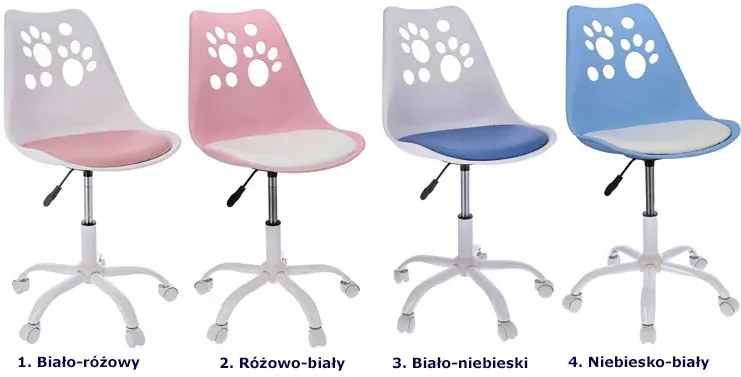 Biało-niebieski fotel obrotowy młodzieżowy E5-M28