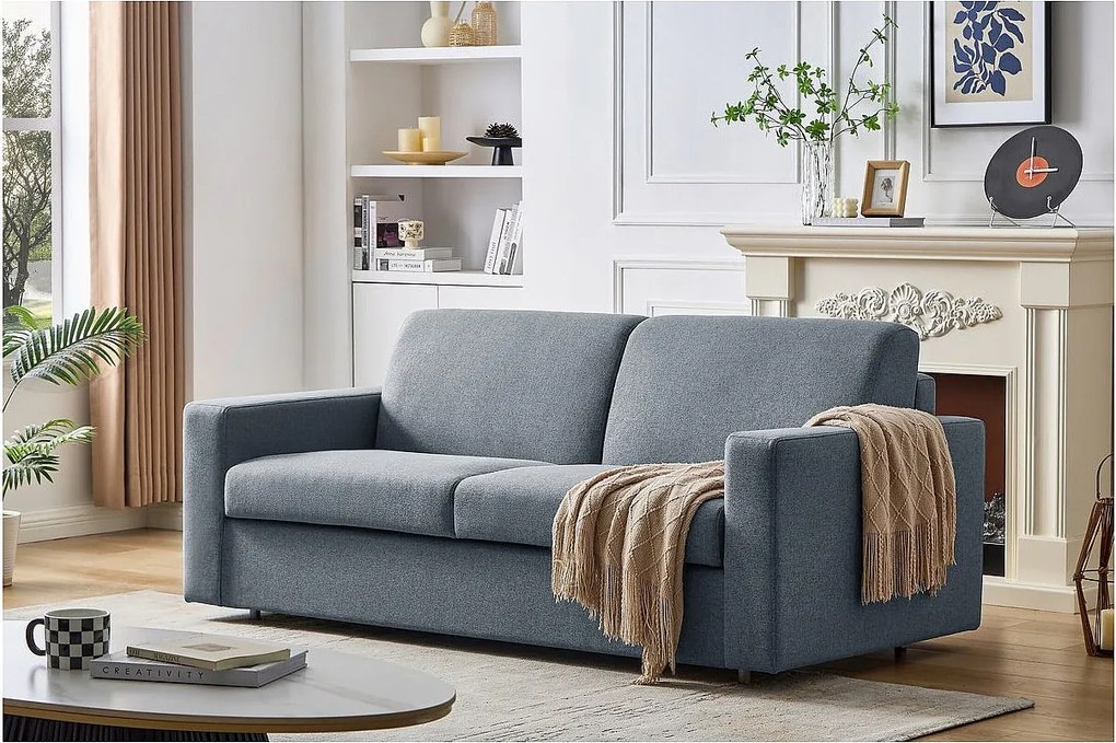 Sofa rozkładana materiałowa "Diana" express - Powierzchnia spania: 140 cm - 3 miejsca - Szara