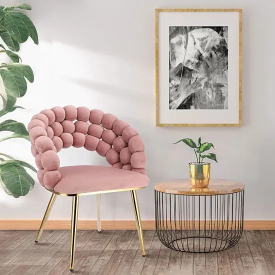Różowe welurowe krzesło w stylu glamour K2-H56