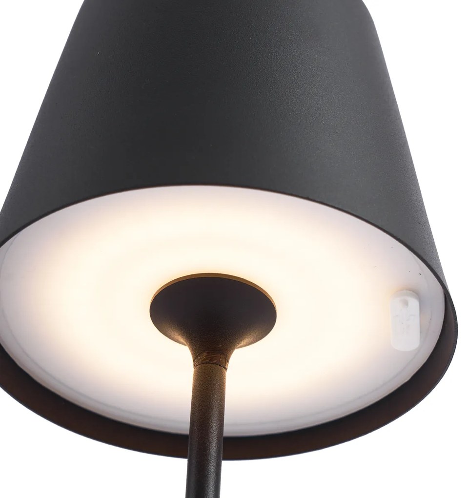 Nowoczesna lampa stołowa czarna 37 cm z LED, ściemnialna, IP54, ładowalna - Topi Nowoczesny Oswietlenie wewnetrzne