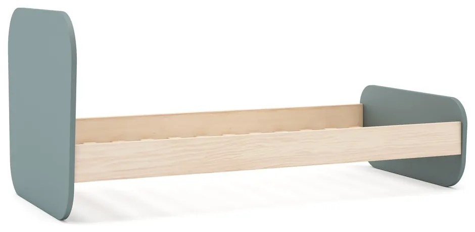Szarozielone łóżko dziecięce w dekorze sosny ze stelażem 90x190 cm Esteban – Marckeric