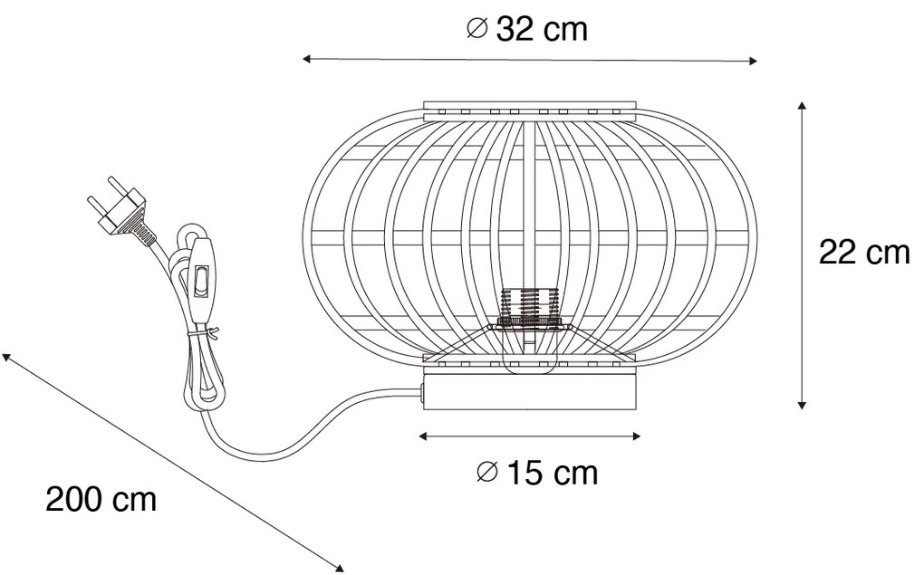 Orientalna lampa stołowa z bambusa - AmiraKolonialny Oswietlenie wewnetrzne