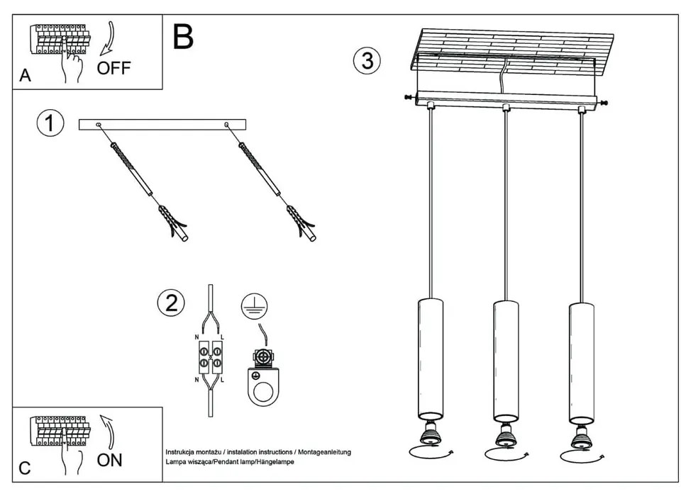 Kremowa lampa wisząca Castro – Sollux