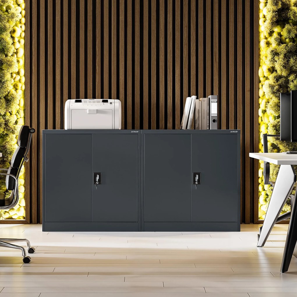 Szafka stalowa do biura BEATA, 900 x 930 x 400 mm, antracytowa