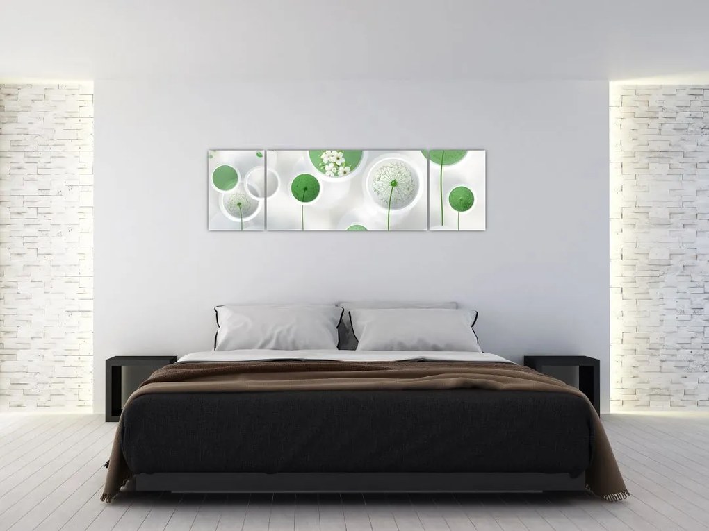 Obraz - Kwiaty w kółkach (170x50 cm)