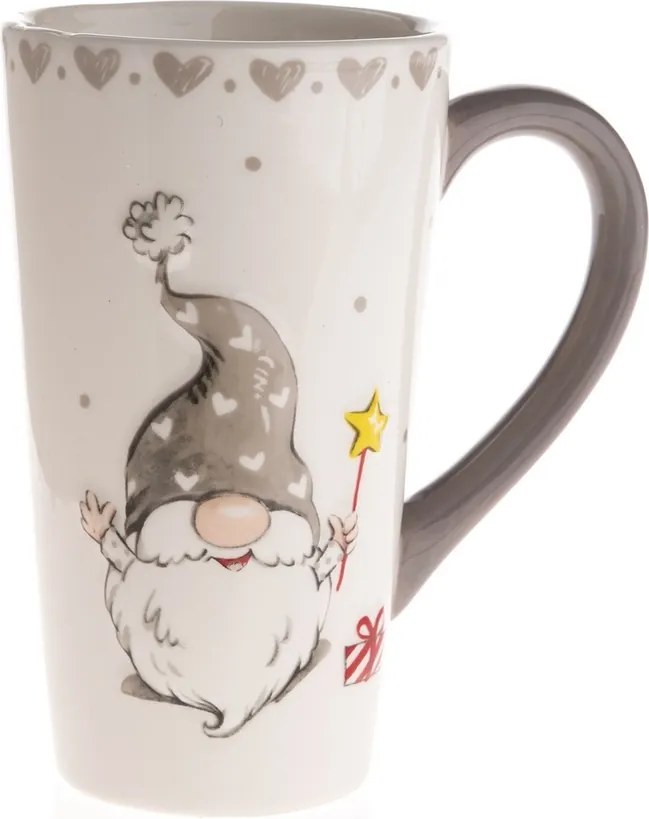 Świąteczny kubek ceramiczny Krasnal, 580 ml, szary