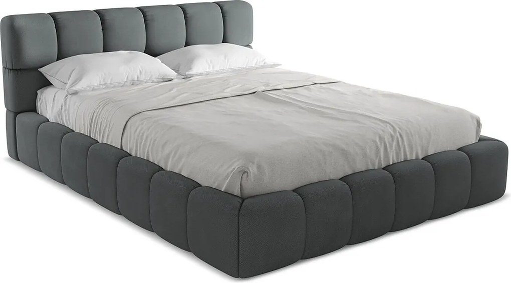 Łóżko 180 x 228 - z tkaniny szenilowej - grafitowy - NALU