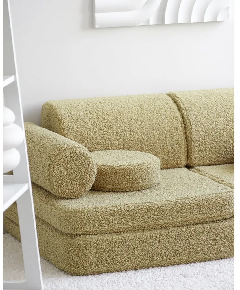 Zielona sofa dla dzieci z materiału bouclé 132 cm Settee – Wigiwama