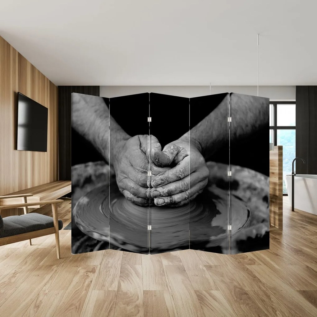Parawan - Produkcja ceramiki - czarno - biały (210x170 cm)