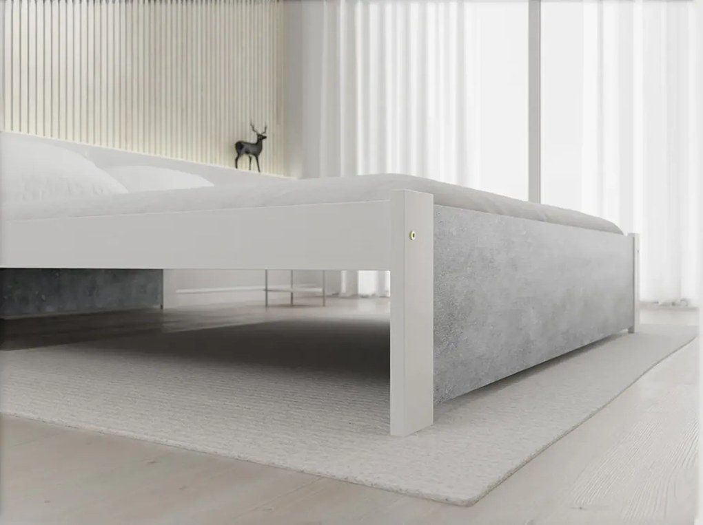 Łóżko IKAROS 120 x 200 cm, beton/biały Stelaż: Ze stelażem listwowym rolowanym, Materac: Materac Coco Maxi 20 cm