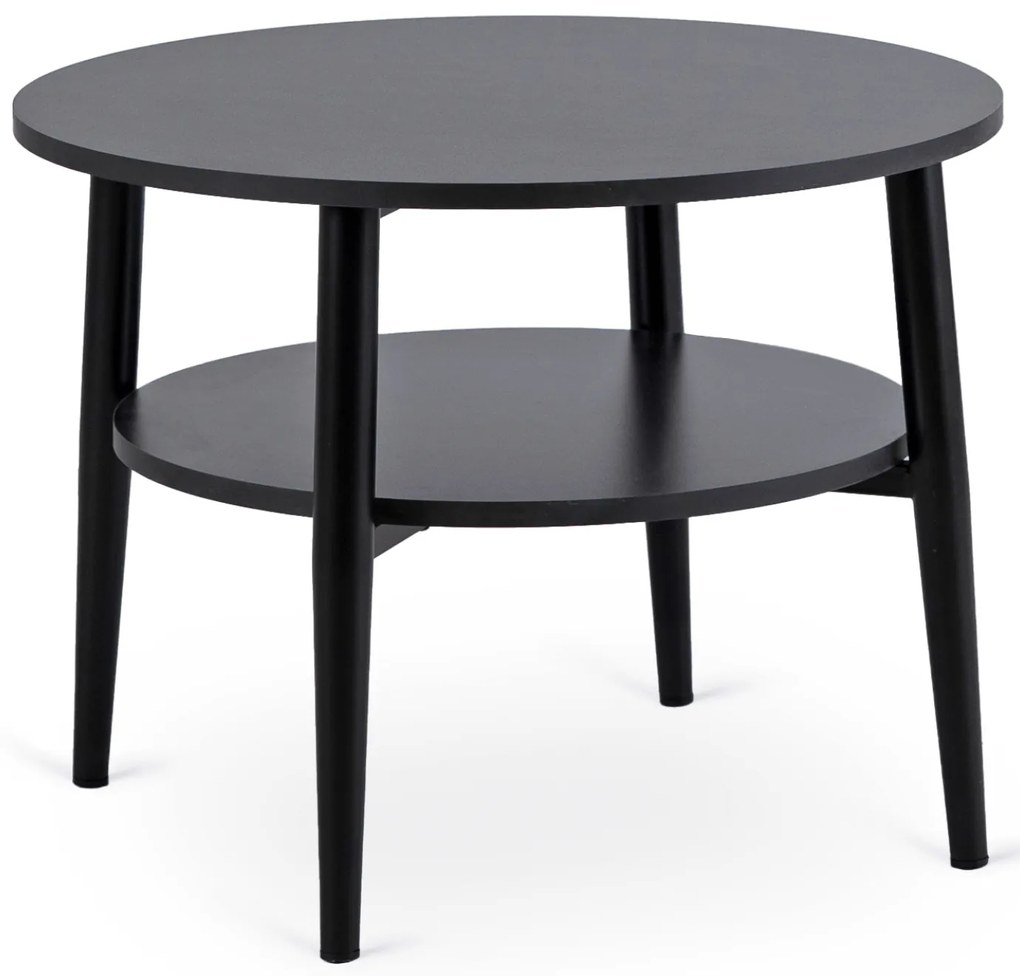 Stolik Kawowy Okrągły PAULO 60 cm Czarny Nowoczesny Loft