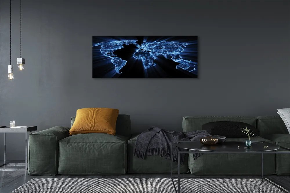 Fotoobraz na płótnie Niebieska Mapa Świata