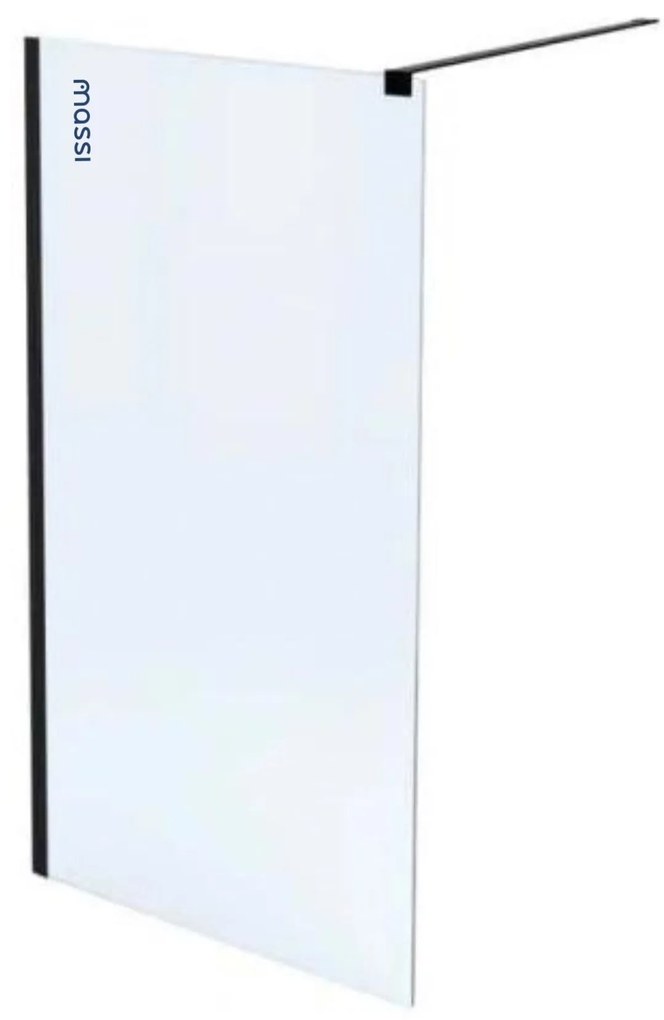Ścianka prysznicowa WALK IN FIX przezroczysta prostokątna 8 mm Molis Classic Clear MASSI | rożne rozmiary : Kolor profili kabiny - chrom / srebrny, Szerokość ścianki - 90 cm , Typ montażu - WALK in FIX (Do ściany)