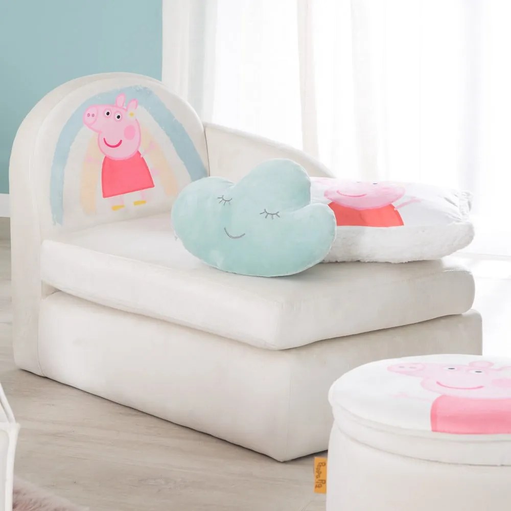 Biała aksamitna sofa dla dzieci 75 cm Peppa Pig – Roba