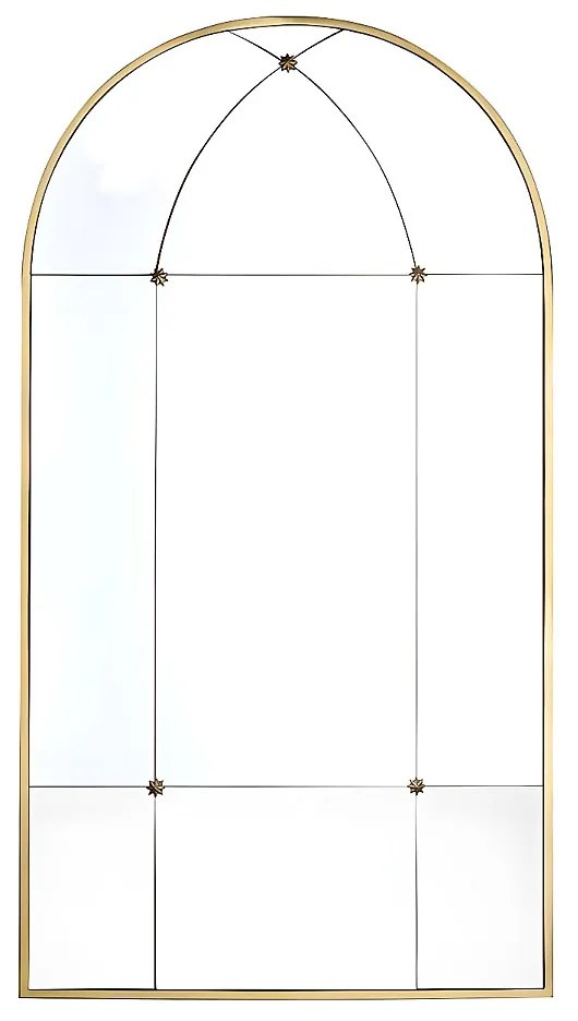 Lustro okienne metalowe - szer. 80 x wys. 150 cm - antyczne złoto - PALMYRE