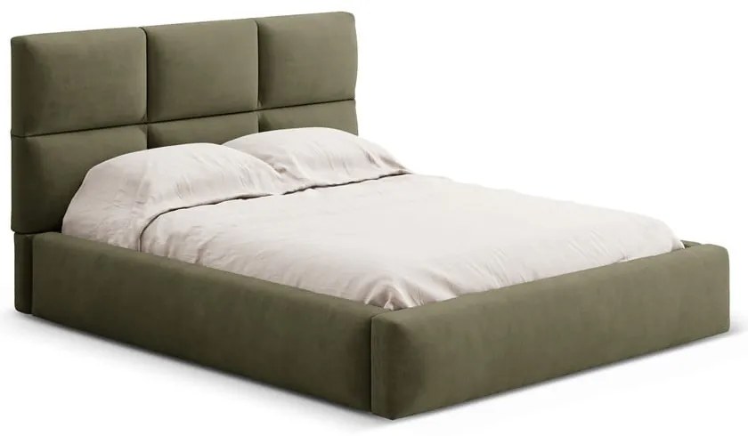Zielone tapicerowane łóżko dwuosobowe ze schowkiem ze stelażem 160x200 cm Libera – Windsor &amp; Co Sofas