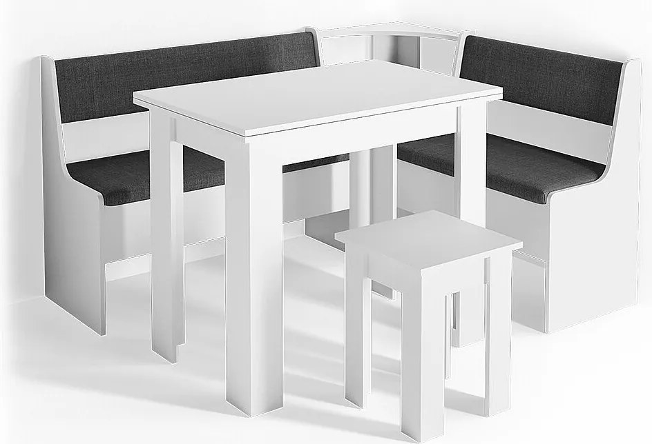 Grupa ławek narożnych biały 150x120x80 roman