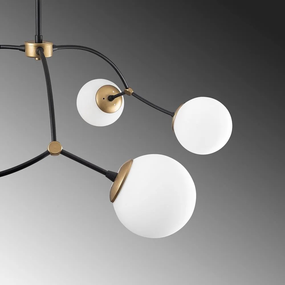 Biało-czarna lampa wisząca ze szklanym kloszem ø 90 cm Kromozom – Opviq lights