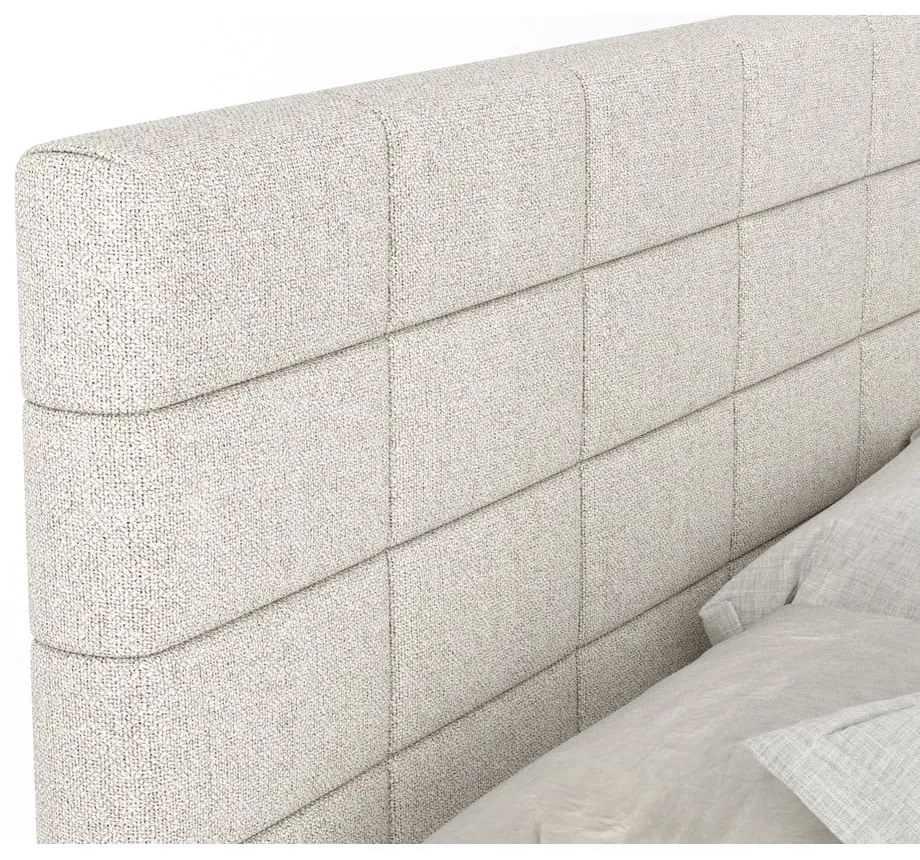 Beżowe łóżko kontynentalne ze schowkiem 200x200 cm Ava – Maison de Rêve
